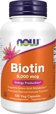 Produktbild von Biotin 5000 mcg 120 Veg-Kapseln Now Foods