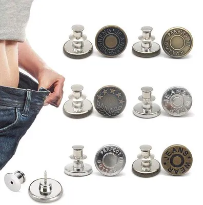 Imagen del producto de Botones para vaqueros, juego de 6 unidades, ajustables, laterales, fáciles de instalar, para pantalones