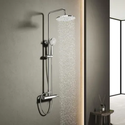 Produktbild von Duschsystem Regendusche mit Handbrause Duschstange Edelstahl 80-120cm