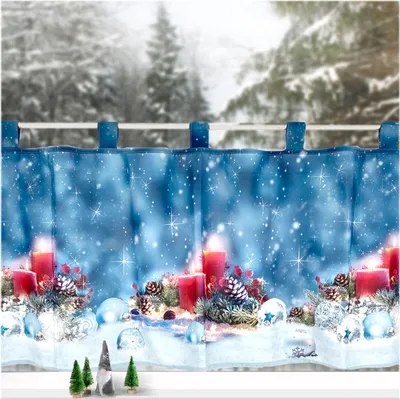 Produktbild von heimtexland ® Scheibengardine Weihnachten Deko Gardine 45x120 Fenster Dekoration Weihnachtsgardine Typ651