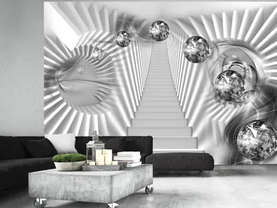 Produktbild von Vlies Fototapete 400x280 cm Tapeten Wandtapete XXL Abstrakt silber Kugel a-A-0151-a-b