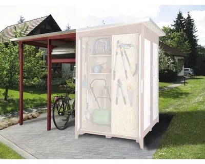 Produktbild von Schleppdach Family für weka Garten Q 224x71 cm rot-weiß