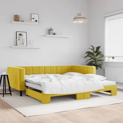 Produktbild von vidaXL Tagesbett Ausziehbar Gelb 100x200 cm Samt