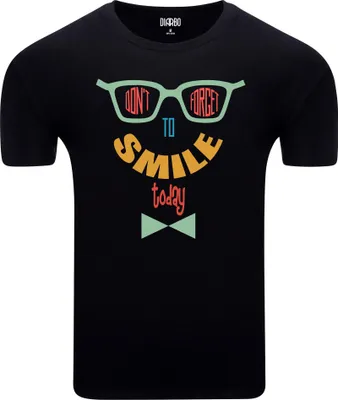 Produktbild von Diarbo Herren T-Shirt mit Lustiger Druck Lächeln Sie Heute Schwarz Gr.XS