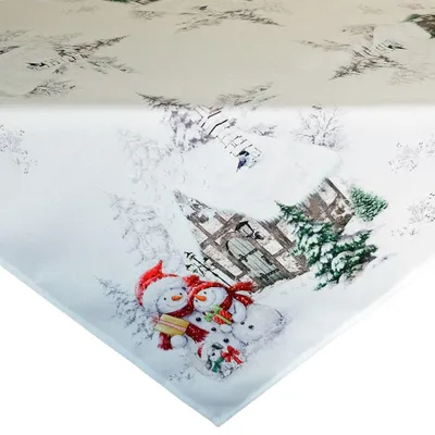 Produktbild von Tischdecke ROBINA Schneemänner Hund bunt Polyester 85 x 85 cm