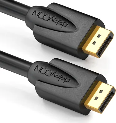 Produktbild von deleyCON 1m DisplayPort Kabel - 4K 2160p 3D HDCP - DP (20 Pin) Stecker auf DP (20 Pin) Stecker - PC Notebook Monitor Grafikkarte - Schwarz