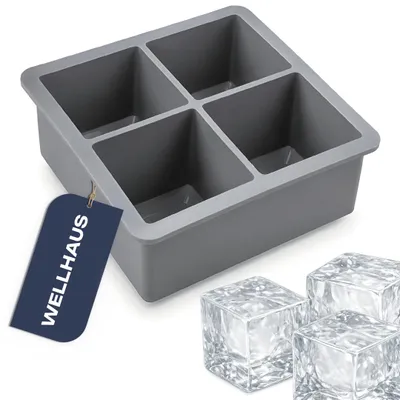 Produktbild von WELLHAUS Silikon Eiswürfelform 4 große Würfel quadratisch XXL