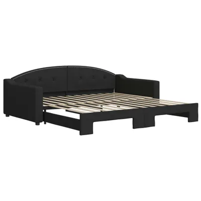 Image de vidaXL Lit de jour extensible Noir 100x200 cm Tissu