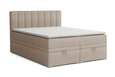 Produktbild von BOXBETT DAVID 180/200 Velour Beige mit einer Matratze H4