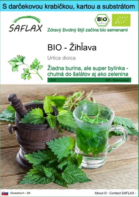 Obrázok produktu pre SAFLAX Darčeková sada - BIO - Žihľava - Urtica dioica - 2000 Semená - S darčekovou krabičkou, prepravným štítkom, darčekovou kartou a pestovateľským médiom