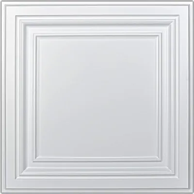 Produktbild von Dekorative Drop Deckenplatte PVC Deckenplatten 61x61cm Kunststoffplatte in Weiß - Set von 12 - Große Deckenplatte