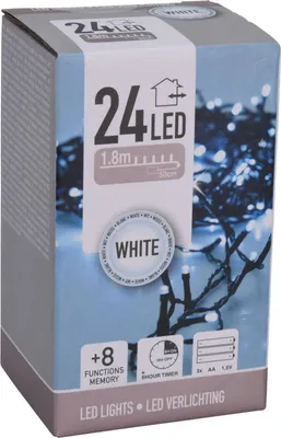 Immagine prodotto di Fata LED a batteria 24 led bianco freddo con timer per uso interno ed esterno