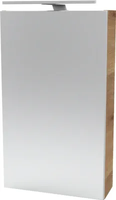 Produktbild von Fackelmann MILANO Spiegelschrank mit LED-Beleuchtung  Alibertschrank für Bad und Gäste-WC (40 x 68 x 15,3 cm)  SBC Badschrank mit Spiegel in Holz Braun  Tür rechts