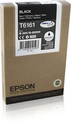 Obrázok produktu pre Epson ink tank Black T6161 DURABrite Ultra Ink, Čierna, Atrament na pigmentovej báze, 76 ml, 1 kusov