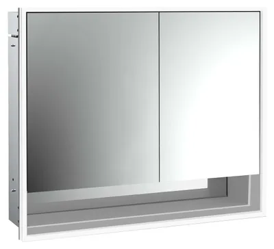 Immagine prodotto di emco loft Armoire de toilette avec éclairage avec compartiment inférieur, 800mm, 2 portes, modèle à encastrer, aluminium/miroir, 979805211, 979805211