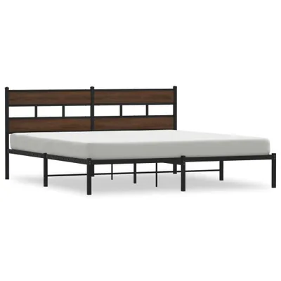 Produktbild von vidaXL Bettgestell ohne Matratze mit Kopfteil Braun Eiche 183x213 cm