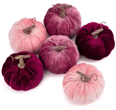 6er-Set Samtpumpen, 10 cm, Kunstpumpen für Herbstdeko
