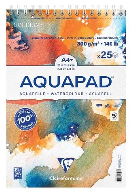 Produktbild von Aquapad Spiralblock Aquarell A4+, 21x31,2cm, 300g, 25 Blatt