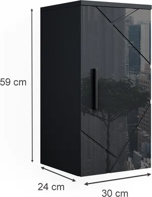 Image de Armoire murale Vicco Irma Anthracite Haute brillance 30x59cm, Model 39454