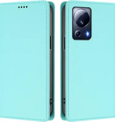 Produktbild von Handyhülle für Xiaomi 13 Lite, Kunstleder Klapphülle Stoßfeste Magnetische Hülle mit Ständer Türkis