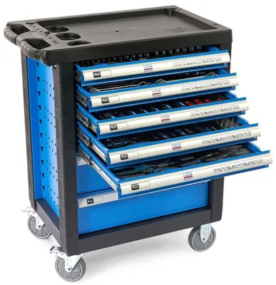 Produktbild von HBM Werkzeugwagen, 196-teilig, blau