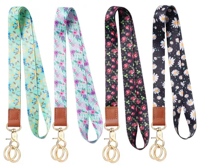 Produktbild von Schlüsselband Halsband Lanyard - Leder - Mit Metallschlüsselringen - Für Ausweis und Schlüssel
