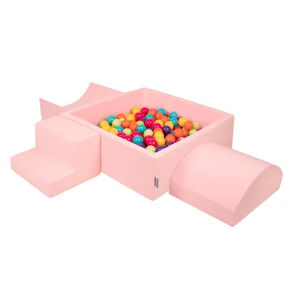 Immagine prodotto di KiddyMoon parco giochi in schiuma con piscina di palline quadrata (200 palline) pozzi di palline per il gioco del bambino percorsi ad ostacoli in piscina,  eu, rosa:verde chiaro/giallo/turchese/arancio/rosa scuro/viola