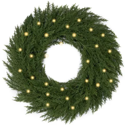 Obrázok produktu pre Vianočný veniec Türkranz, 61 cm, s 30 LED svetielkami, skladateľný, zelený, adventný veniec, vianočná dekorácia, plast