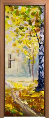 Produktbild von Türposter 70x200 cm Türaufkleber Türtapete Türfolie Klebefolie Landschafts Wald Bäume Wald Herbst