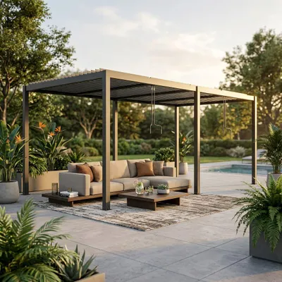 Immagine prodotto di Milani Home - pergola bioclimatica Twigger, 7,8 x 4 m, in alluminio, lamelle orientabili, antracite
