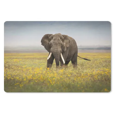 Produktbild von MuchoWow® Mauspad Mousepad Elefant - Blumen - Gras - Tiere - Natur 27x18 cm - Mousepads - Maus Mat - Pad - Mausunterlage - Büroartikel - Desk Matten