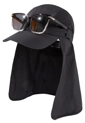 Productafbeelding van Heren baseballpet met nekflap, UV-bescherming, opvouwbaar, ademend, zwart, maat M