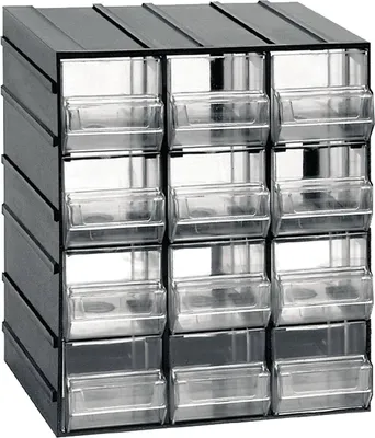 Produktbild von Dbertolin 2 Türen Mehrzweckschrank, Kleinteileschrank, Schrank für Werkzeugbehälter, 100 %  Italy, 19x15h23 cm, Anthrazit, 12 Schubladen