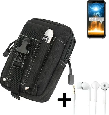 Produktbild von K-S-Trade Gürteltache + Kopfhörer kompatibel mit Blackview BV6300 Pro Gürtel Tasche Holster Schutz Hülle Handy Hülle  schwarz inkl. Extrafächer