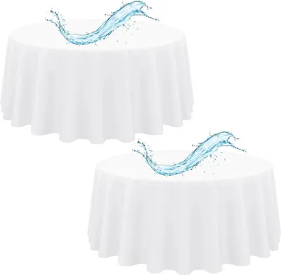 Obrázok produktu pre INF Biele okrúhle obrusy z polyesteru - 2,4 m, 2 ks pre svadby a oslavy