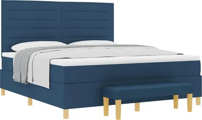 Productafbeelding van vidaXL Boxspringbed met hoofdeinde, blauw, 200 x 180 cm, gestoffeerd