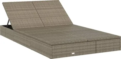 Produktbild von "Winter Sale" Sonnenliege für 2 Personen mit Auflage Grau Poly Rattan - clorisNeu588195 - Gartenliegen