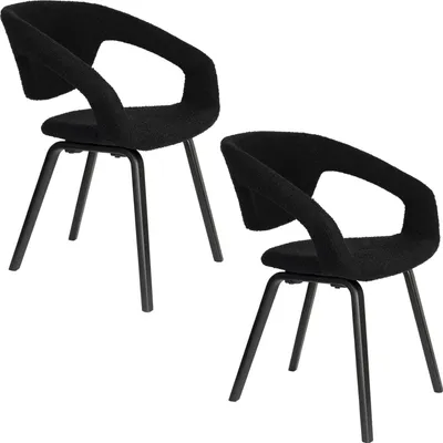 Produktbild von Zuiver Flexback Esszimmerstuhl mit Armlehne Schwarz - 2 er Set