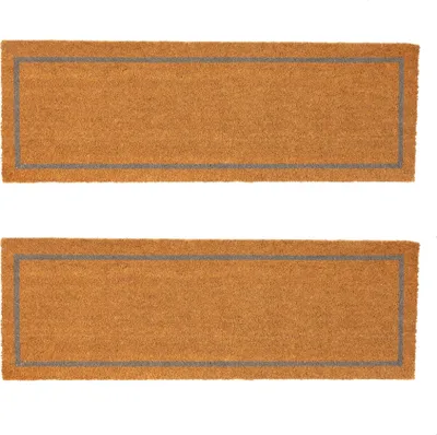 Produktbild von Nicola Spring Kokosfaser-Doppeltürmatten – 120 x 40 cm – grauer Einsatz – 2er-Pack