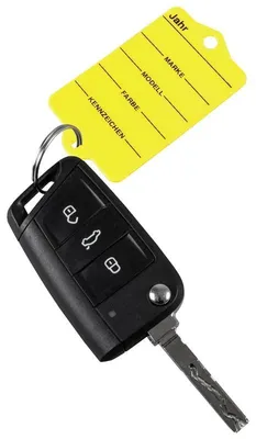 Produktbild von Schlüsselanhänger "Profi 1" mit Schlüsselring, aus Hartkunststoff, beschriftet, Sprache Deutsch/Englisch, Gelb, Verpackungseinheit: 1 P/200