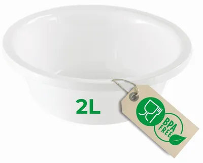 Produktbild von Novaliv Spülschüssel Rund 2L, D24 cm, Weiß, BPA-frei & Spülmaschinenfest – Ideal für Küche und Camping, kleine Rundschüssel, Plastikschüssel klein, Waschschüssel klein, Plastic bowl