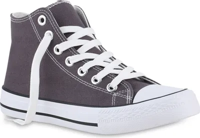 Produktbild von VAN HILL Damen Sneaker High Schnürer Bequeme Freizeit Stoff Schuhe 841313, Farbe: Dunkelgrau, Größe: 46