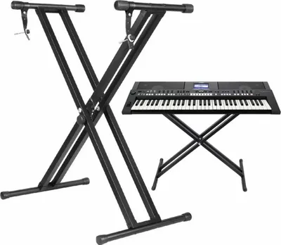 Immagine prodotto di Supporto regolabile per tastiera a X – Supporto universale per pianoforte – Sedia pieghevole inclusa – Supporto portatile per tastiera