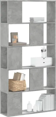 Obrázek produktu pro Maison Exclusive – knihovna 5 polic betonově šedá 80,5 x 23,5 x 162,5 cm dřevěný materiál