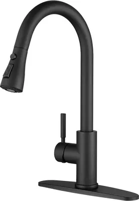 Immagine prodotto di Rubinetto da cucina in acciaio inossidabile con testa girevole, rotazione a 360 gradi, ugelli per acqua calda e fredda da 60 cm, regolatore di pressione, comando del flusso monomano (nero)