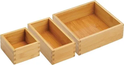 Produktbild von Schubladeneinsatz Aufbewahrungskisten Besteckbox mDesign 3er Set Bambus Natur