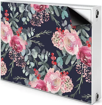 Produktbild von Magnet Heizkörperverkleidung Heizkörper-Abdeckung Heizung Heizkörper 80x60 cm  - Blumen und Blätter