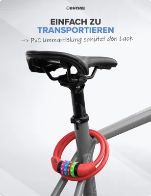 Produktbild von Büchel Fahrradschloss für Kinder Zahlenschloss rot 65 cm