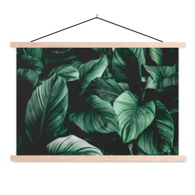 Produktbild von MuchoWow® Textilposter Dschungel - Blätter - Tropisch - Pflanzen - Natur 60x40 cm mit holzfarbenen Rahmen - Bilder