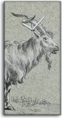 Produktbild von Wanduhr Uhr Wandbild Leinwand Geräuschlos 30x60 Malerei Tier Ziege Kunst - weiße Hände